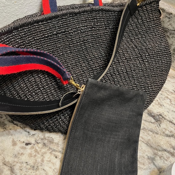 Clare V Black Woven Bag with Red and Blue Handles - Picture 6 of 15